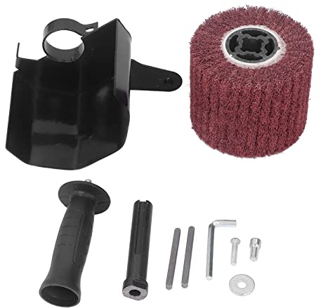 Burnishing Polishing Machine Kit | M10 Angle Grinder Attachment for Wood / Metal / Stainless Steel | 80 Grit Polishing Wheel with Security Guard & Complete Accessories