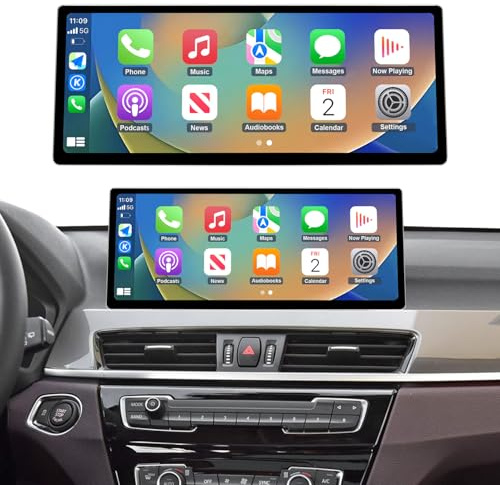 Road Top CarPlay Car Radio Coche, 12,3 Pulgadas Ultra Estrecho Pantalla Táctil de para BMW X1 Serie F48 con EVO Sistema (2016-2019 años), Estéreo de Coche con Bisel Estrecho para CarPlay/Android Auto