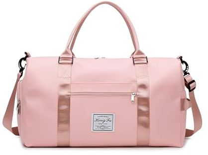 ATTEEFI Sacs de Voyage avec Compartiment à Chaussures, Étanche Sac de Sport Séparé Sec et Humide, Grande Capacité Cabas de Voyage Rose, pour Vêtements, Chaussures et Articles de Toilette