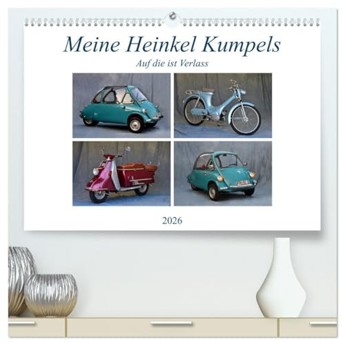 Meine Heinkel Kumpels (hochwertiger Premium Wandkalender 2026 DIN A2 quer), Kunstdruck in Hochglanz: Freunde fürs Leben (CALVENDO Mobilitaet)