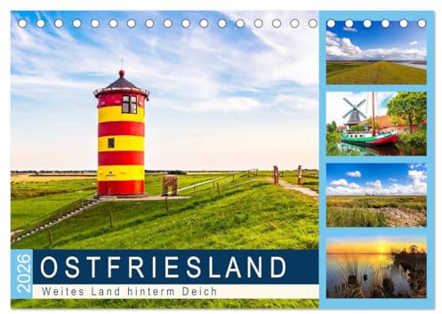 OSTFRIESLAND Weites Land hinterm Deich (Tischkalender 2026 DIN A5 quer), CALVENDO Monatskalender: Maritime Nordsee-Halbinsel mit Flair (CALVENDO Natur)