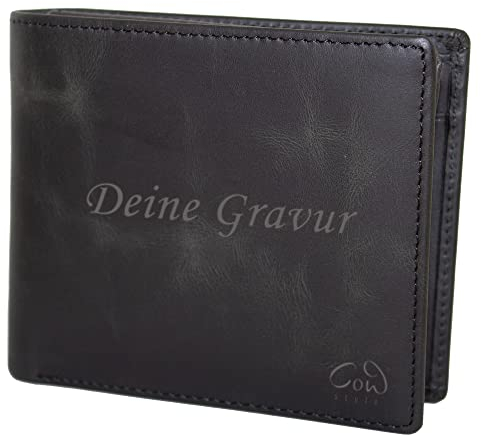 COWstyle Geldbörse mit Gravur RFID Slim Wallet mit Geldspange/Klammer - Personalisierbar mit Namen Datum oder Logo - Business Kartenetui Cardholder Portemonnaie - Geschenk für Papa zum Geburtstag