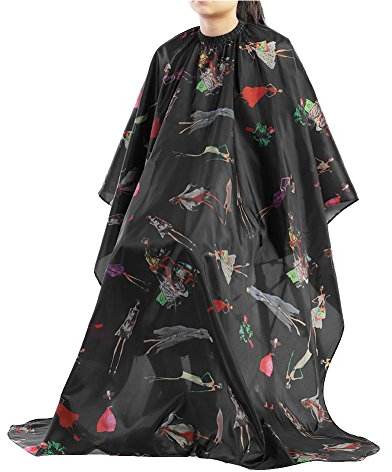 FILFEEL Friseurumhänge, Friseur Kleid Frisier-Umhang zum Schneiden schwarz mit roten Streifen Salon Hair Cut Schürze Barbers Hair Cutting Styling Cape für Erwachsene Muster
