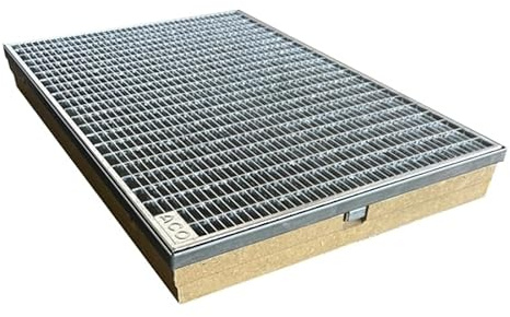 Aco Bodenwanne mit Stahlzarge 600 x 400 mit einliegendem Rost und Schnurwasserwaage