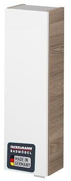 FACKELMANN Hängeschrank Luxor/Badschrank mit Soft-Close-System/Maße (B x H x T): ca. 20 x 68 x 16 cm/Schrank fürs Badezimmer mit 1 Tür/Türanschlag Links/Korpus: Braun hell/Front: Weiß