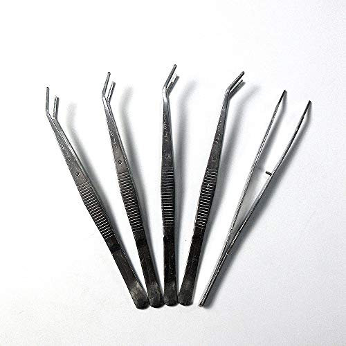 Twe6 Lot de 5 pinces à épiler courbées longues 15,2 cm