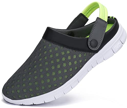 SAGUARO Herren Damen Clogs Pantoletten Sommer Strand Pantoffeln Mesh Schlappen Garten Schuhe Arbeitsschuhe, 45 EU, Grün