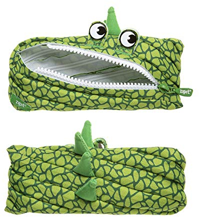 ZIPIT Dino Federmäppchen für Jungen | Großes Mäppchen für die Schule | Monster Etui für Kinder | Federmappe Grün
