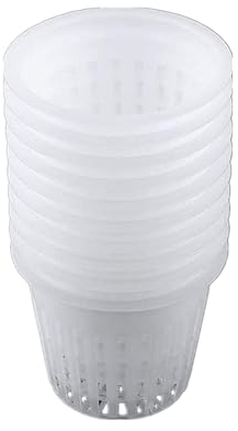 DEWIN Hydroponic Mesh Pot, Net Cup Pots 10pcs Heavy Duty Mesh Pot Net Cup Basket Hydroponic Plant Grow Clone Gardening(White)