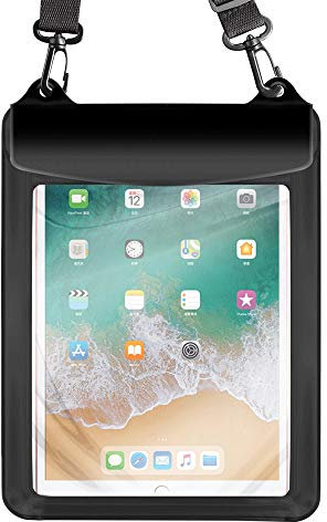 Universal Tablet Waterproof Case Pouch Dry Bag for iPad 10.2 / 9.7, iPad Pro 11 / 10.5, iPad Air, Samsung Galaxy Tab, Surface Go, Lenovo Dragon Touch Fusion5 Asus Vankyo MatrixPad Simbans LG (Black)
