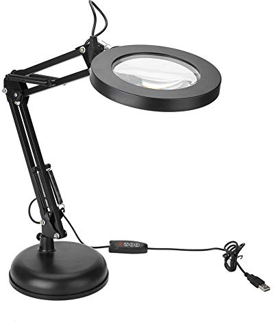 Wakects Lampada da Scrivania Ingrandente 5 Diottrie, 8W USB LED Lampada con Lente d'Ingrandimento, per esteista,esteticia,Laboratorio e lavori di precisione ingrandimento