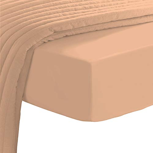 Pizuna Baumwoll-Spannbettlaken mit Fadenzahl 400 Pfirsichquarz 150x200, 100% langstapeliges, Mako-Satin-Gewebe-Bettlaken ideal für Matratzengrößen 135x200cm, 140x200cm & 145x200cm
