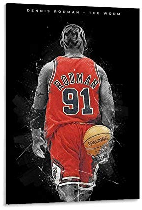Dennis Rodman Poster Basketball Leinwand Wanddekor Kunst Gemälde Druck für Büro Wohnzimmer Wohnheime – Geschenke für Freund Mann 50 x 75 cm