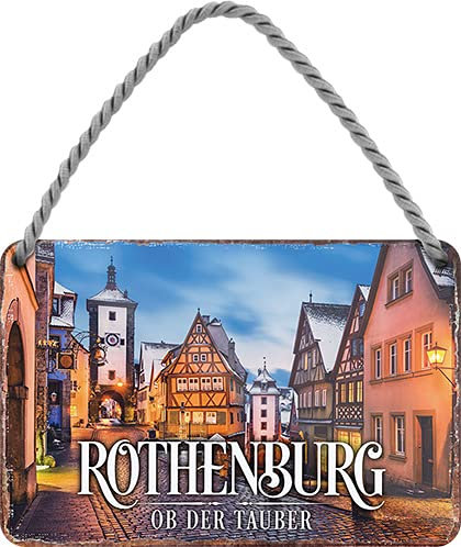 schilderkreis24 Blechschilder Kollektion 18x12cm – Städte-Motive aus aller Welt: Dekoration & Geschenkidee für Weltenbummler (Rothenburg)
