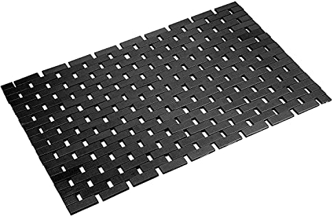 Bambus-Badematte, Badezimmerteppich, Boden, Holz, Dusche, Badewanne, wasserdicht, rutschfest, Zubehör, 40,6 x 61 cm, leicht zu reinigen, Schwarz, 1 Stück