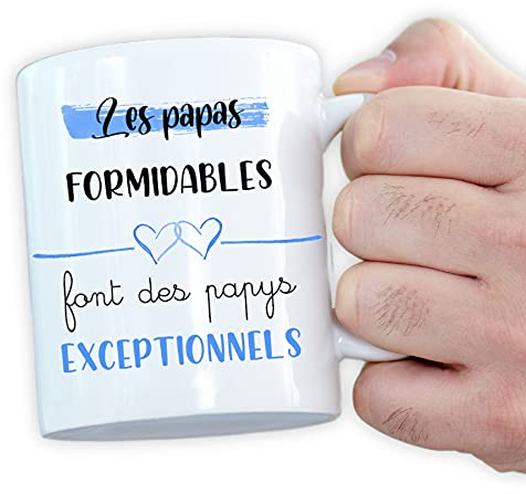 Mug personnalisé futur papy - Annonce grossesse originale - Tasse magique - Les papas formidables font des papys exceptionnels (Papa formidable)