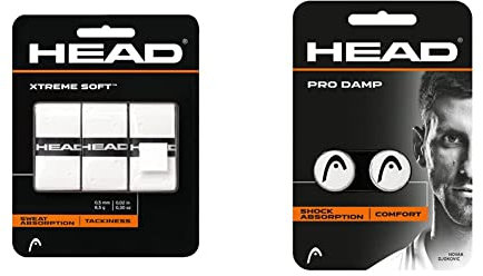 Head Unisex-Erwachsene Xtremesoft Griffband, weiß, Einheitsgröße & Schlägerzubehör Pro Damp 2er Tennissaite, White, 1size
