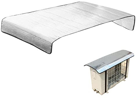 Climatiseur Exterieur pour Unités Murales, Housse Protection pour Climatiseur avec Sangle Fixation en Nylon, Anti-UV & Étanche, Feuille D'aluminium Réfléchissante, Isolation