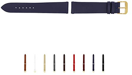 SELVA Uhrenarmband, 14-24 mm, Leder, zum Wechseln, Ersatzarmband für Smartwatch, Made in Germany, Größe:18 mm, Farbe:Ozeanblau mit Goldener Schließe