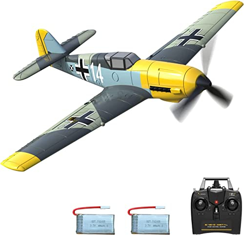 VOLANTEXRC RC Plane 4CH, BF-109 Remote Control Plane for Beginners with 2 Batteries and Xpilot Stabilization System, 2.4GHZ RC Plane Spitfire Toy for Adults Kids(761-11)