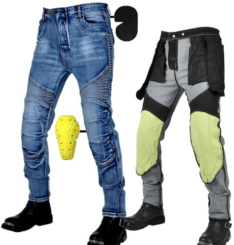 SHUOJIA Motorradhose Herren, Motorrad Jeans Herren Aus Aramidfaser,Motorrad Schutzhose Hose Mit Protektoren (Blue Male-A,XL)