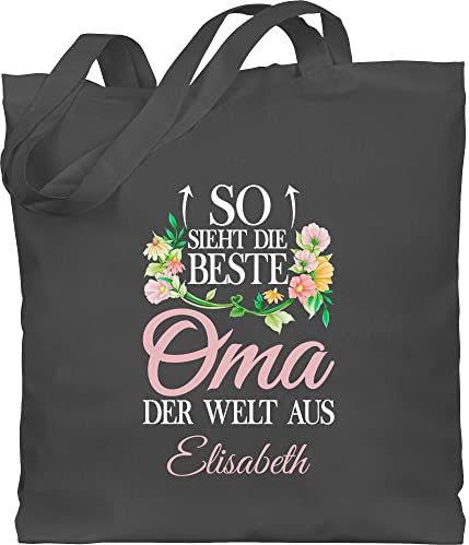 Baumwolltasche - Großmutter - So sieht die beste Oma der Welt aus - Unisize - Dunkelgrau - beutel für tasche omis personalisierte jutebeutel geschenke fuer grandmas name einkaufstasche