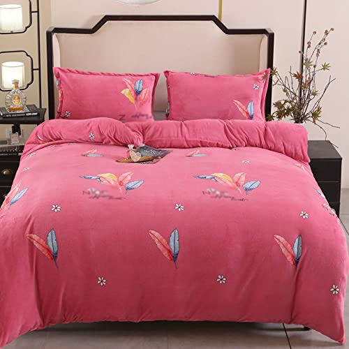 Morbuy Housse de Couette en Flanelle, Réversible Épaissir Douce Couverture en Polaire, Chaude pour Hiver Couverture de Lit Jeté de Canapé - Non Taies d'oreiller (220x240cm,Plume Rose)
