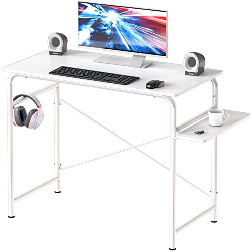 SHW Harrison Home Computertisch mit Ablagen, 78,7 cm, Weiß