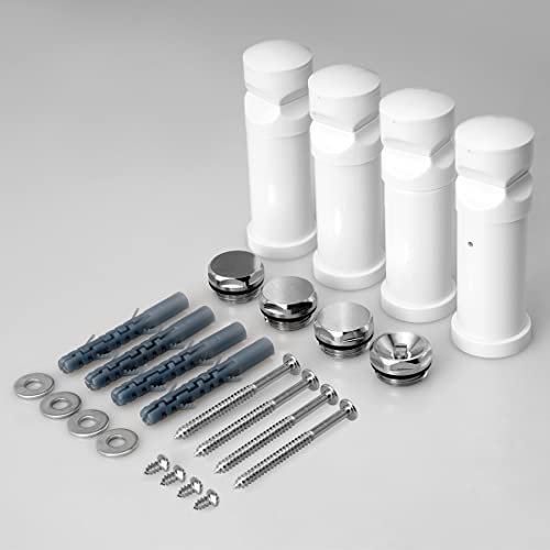 Heilmetz Support pour radiateur de salle de bain,Kit de fixation Matériel de montage Support pour radiateur avec cache et purgeur d'air Blanc（1 jeu）