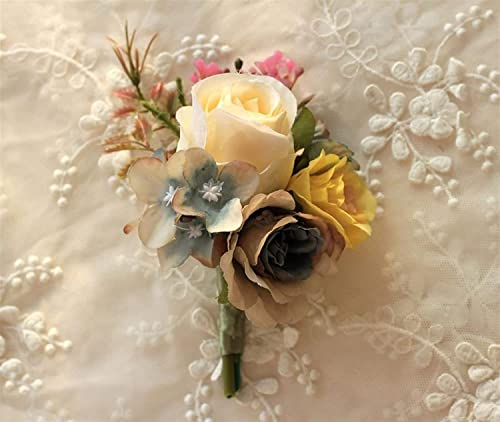 CAZARU Rosa Bräutigam Mann Ansteckblume Braut Mädchen Handgelenk Corsage Kunstseide Rose Kunstblumen Hochzeit Anzug Dekoration