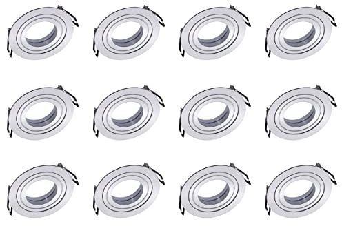 Oktaplex 12 Stück schwenkbarer Einbauspot Lyon sehr flach 80mm Einbaumaße Aluminium gebürstet Spot-Rahmen Ø90mm rund GU10 kompatibel Deckenspots silber