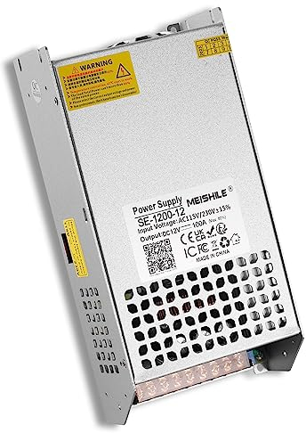 MEISHILE 12V 100A 1200W Fuente de Alimentación Adaptador CA a CC Transformador Convertidor para LED Luz de barra Luces, Amplificador, Altavoz, Máquina, 230V 220V a 12Volt 20A 30A 40A 50A 60A 70A 80A