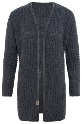 Knit Factory - Carry Strickjacke - Mittellange Damen Strickjacke - Cardigan mit Wolle - Hochwertige Qualität - Anthrazit - 40/42