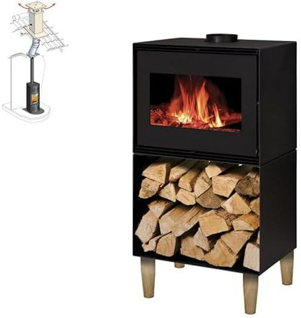 INTERSTOVES - Pack INTERSTOVES Poêle à bois ANDREA 10 bûches 50cm + Kit Conduit 150 - Noir