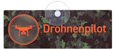 Wilde Hilde Drohnenpilot Premium Autoschild für die Scheibe Drohne Schild - mit oranger Schrift, formstabil, langlebig UV- & Wetterfest, Aluminiumverbund 18 x 6,5 cm - Made in Germany