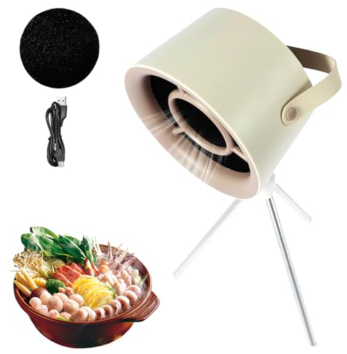Portable Range Hood 9W Desktop Range Hood 3 Speed Adjustable Kitchen Exhaust Fan Mini Extractor Hood with Strong Suction Vertical Rotating Desktop Cooker Hood with Removable Filter for Kitchen Home