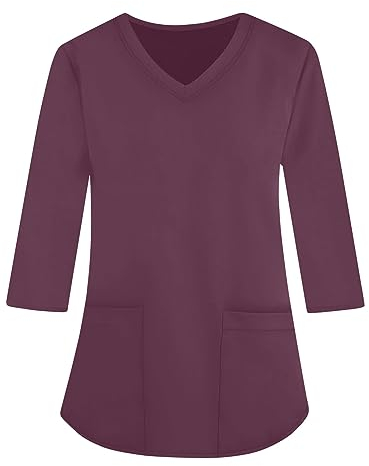 Saymany Berufsbekleidung Pflege, Lustig Berufsbekleidung Pflege Damen Arbeitskleidung Damen Damen Blusen Schlupfkasack Damen, Kasack Damen Pflege Günstig Kasaks Altenpflege Damen(3-Purple,M