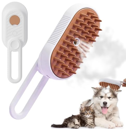 Katzenbürste mit Dampf,Steamy Cat Brush,Selbstreinigender Sprühkamm,Steamy Pet Brush Dog Cat,Katzen Hund Haustier Spray Kamm,Wasser DampfbüRste Katzenkamm,Dampfbürste für Katze und Hund