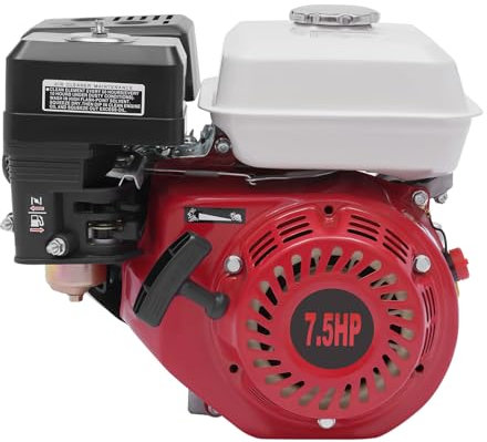 Moteur à Essence Max 7,5 CV Remplacement du Moteur Thermique 4 Temps Monocylindre Incliné à 25°,Axe Horizontal,Refroidissement Par air Forcé,Displacement 210ml (Rouge)