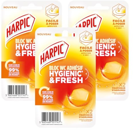 Harpic - Lot de 3x2 Blocs WC adhésif Hygienic & Fresh Fraîcheur d'Agrumes (6)