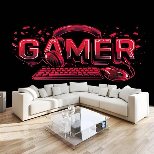 Black 3D Mural Wallpaper Gaming Keyboard Pattern Versatile Wall Art for Living Room Bedroom Office & Kids’ Rooms Featuring Photo Wallpapers Décor Stickers and Art Poster Décor W350 X H256 Cm