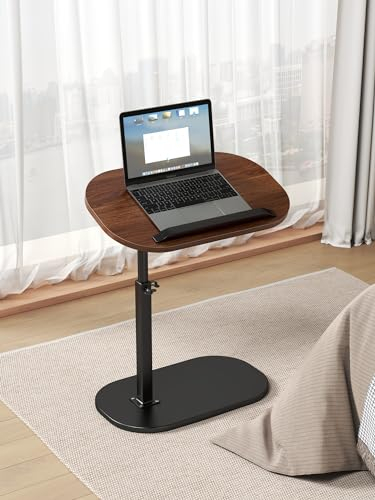 Beistelltisch C Form, Höhenverstellbar Couchtisch Holz Klein Sofatisch , Flip-Top C Form Beistelltisch für Couch Sofa, Modern Mobiler Kaffeetisch Side Table für Wohnzimmer und Schlafzimmer (Nussbaum)