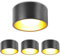 YindaLux 4x LED Aufbauspot Schwarz Aufbaustrahler inkl. GX53 LED 7W 800LM 3000K Warmweiß Aufputz 230V Rund Ø130x60mm Aluminium als Aufbauleuchte, Deckenspots, Deckenstrahler für Wohnzimmer