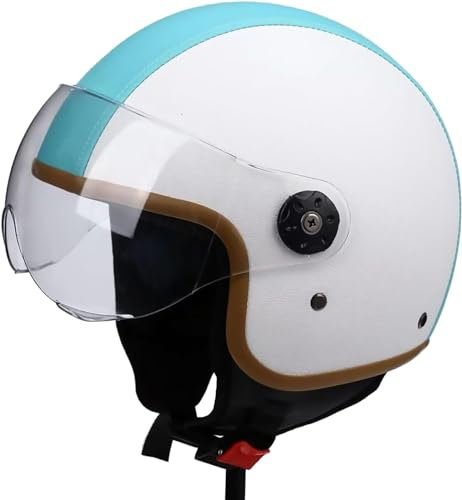 Casque De Moto avec Visière, Casques Jet De Moto pour Homme Femme, Casque Sécurité Personnalité Approuvé Dot/ECE, Casques Bols Demi pour Street Bike Cruiser Chopper 1,XL=61-62CM
