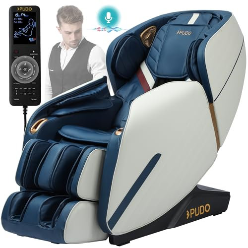 PUDO Massagesessel Ganzkörpermassage Massage Chair: Massagestuhl Massage Sessel mit Wärmefunktion Rücken Beine Foot Fuß Full Body Zero Gravity Blau