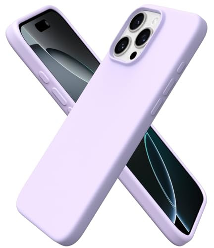 ORNARTO Compatible with iPhone 16 Pro Max Case 6.9, Slim Liquid Silicone 3 Layers Full Covered Soft Gel Rubber 16 Pro Max Phone Cases Cover 6.9 inch-Pastel Lilac