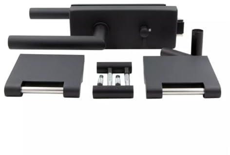 HORI® Glastürbeschlag Set Schwarz I Türschloss-Set Ganzglastüren I Türgriff mit Bändern & Rahmenteil I Glastürschloss Innentür I Glastür Scharniere I Beschläge Glas Eckig | WC - Schloss
