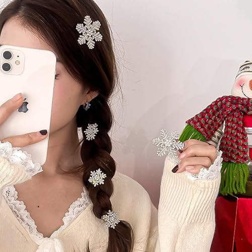 fdsmall Schneeflocke Haarspangen Sparkly Strass Schneeflocke Haarspangen Haarspangen Xmas Holiday Party Haarnadel Haarspangen Haarspangen Haarzubehör Für Frauen (02)