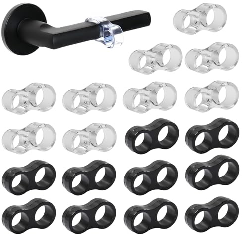 Door Handle Protectors 20 Pcs PVC Door Handle Bumpers Guard | Door Handle Stopper Wall Protectors to Buffer Walls and Stop Wall Damage for Bathroom Office Door Handle Transparent Black