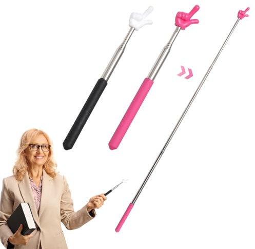 2 punteros telescópicos para profesores, puntero extensible retráctil de mano, mini puntero de aula para presentaciones, conferencias, oficina, escuela primaria, profesor de jardín de infantes (rosa +